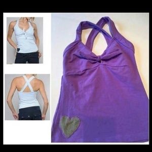 Purple Tie Front Yoga Workout Tank Top Small